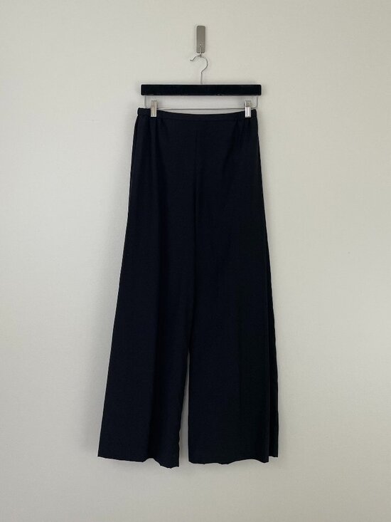 COS Pants - COS Black Pull On Silk Blend Pleated Wide Leg Flare Pants Size 8